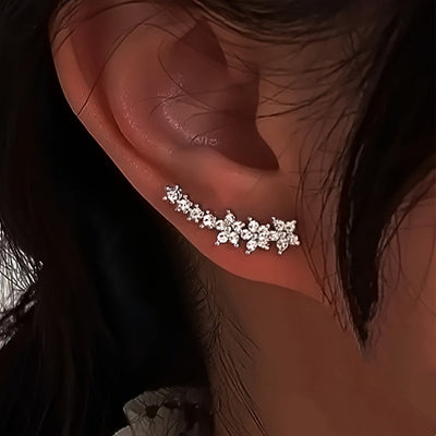 Pendientes de lujo con flores y rhinestones