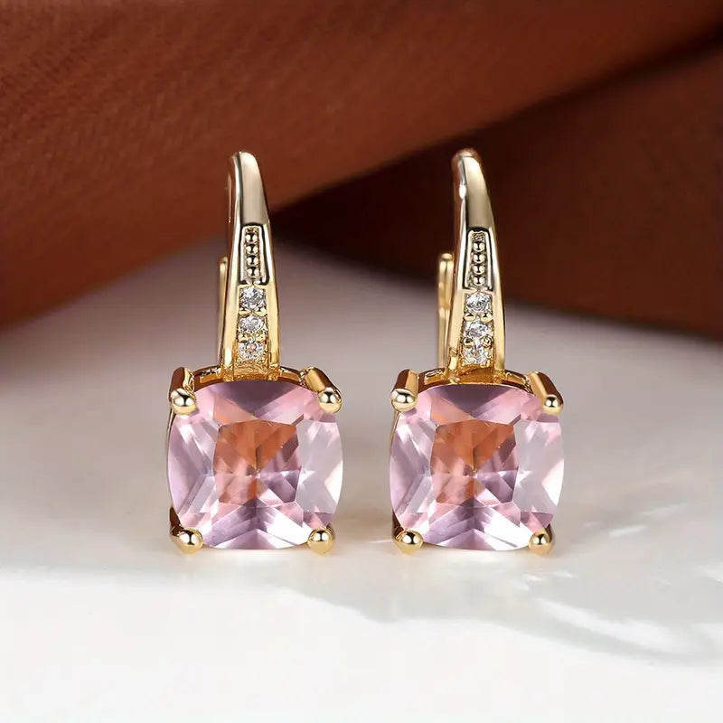 Pendientes de aro de piedra zafiro mística en oro