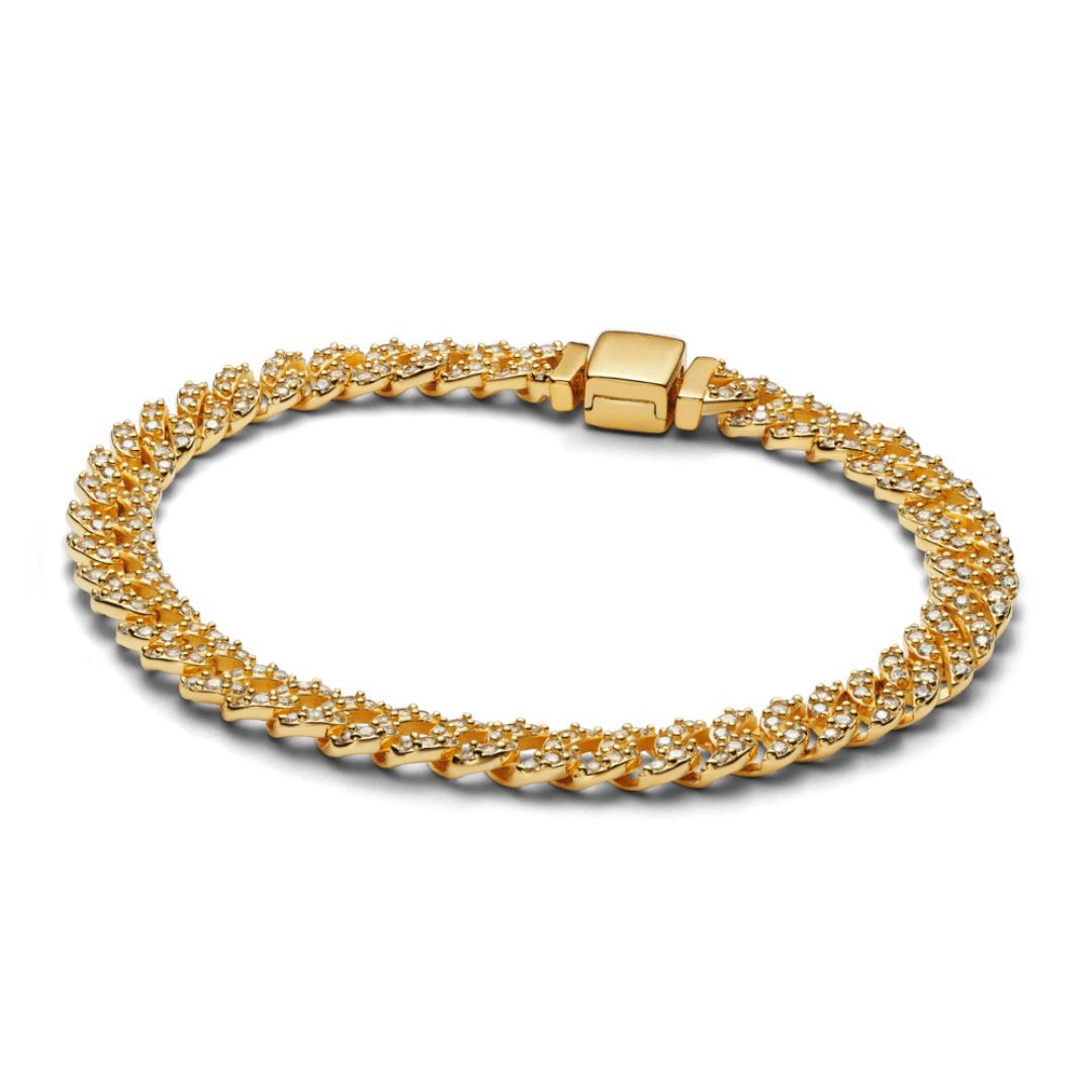 Pulsera Cubana de Moissanita | Oro