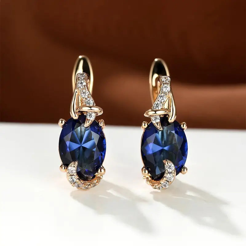 Pendientes de gota de oro real de medianoche