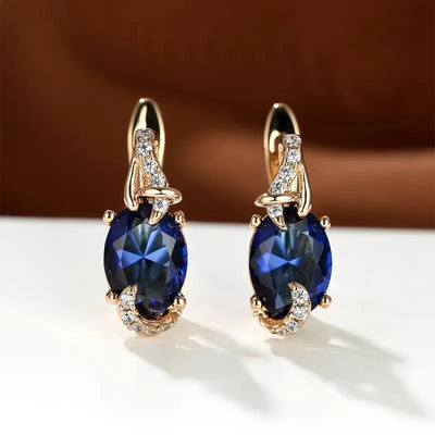 Pendientes de gota de oro real de medianoche