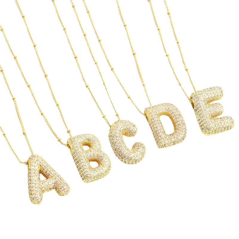 Collar con letra burbuja inicial | Oro