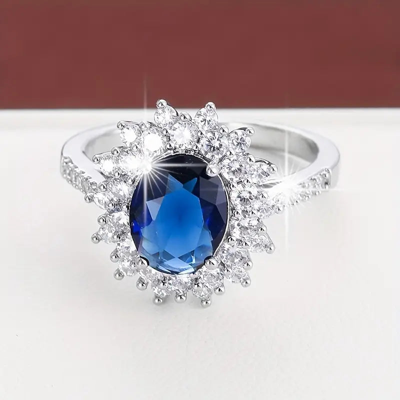 Anillo de Oro Zafiro Brillante