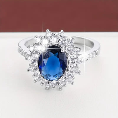 Anillo de Oro Zafiro Brillante