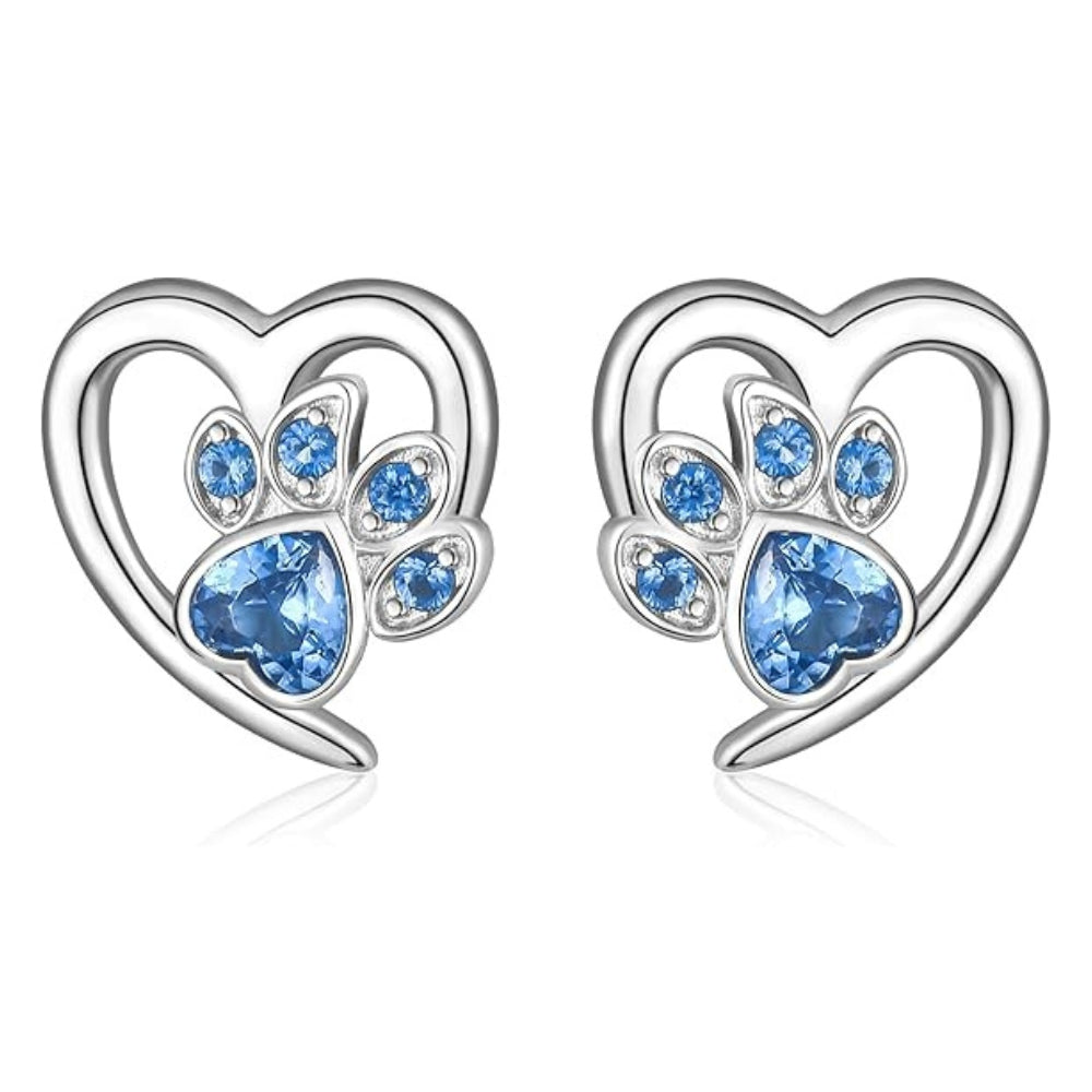 Pendientes de Patas y Corazón con Zirconia