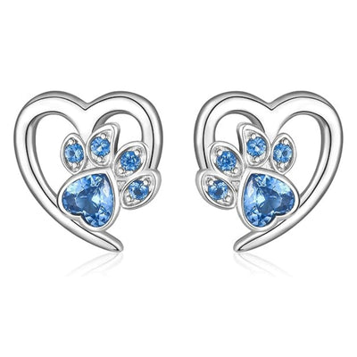 Pendientes de Patas y Corazón con Zirconia