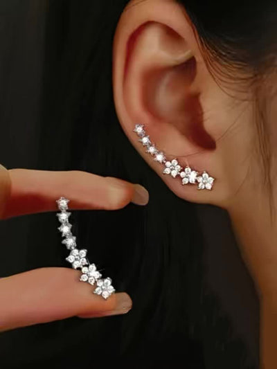 Pendientes de lujo con flores y rhinestones