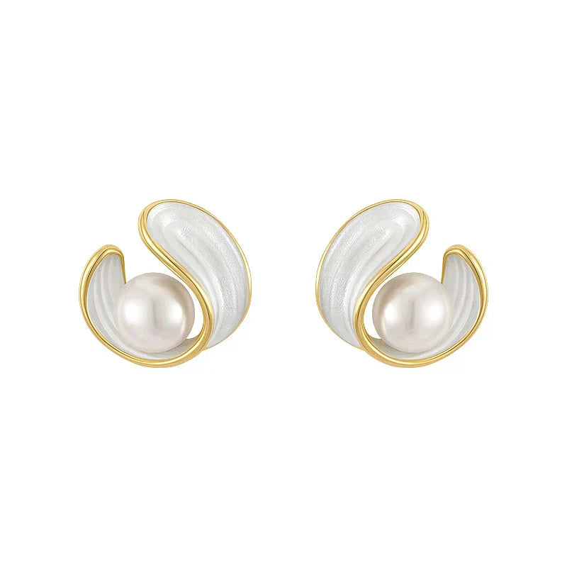Pendientes de Ópalo Blanco de Lujo con Perlas de Oro