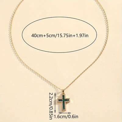 Colgante Cruz Esmeralda Solene Collar de Oro