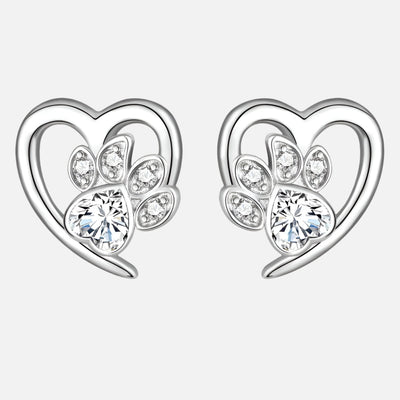 Pendientes de Patas y Corazón con Zirconia