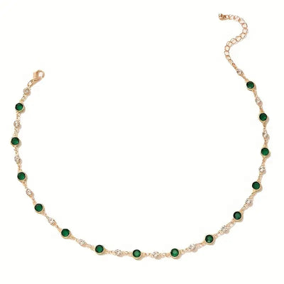 Collar con Colgante de Cristal Verde Esmeralda