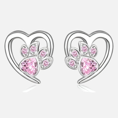 Pendientes de Patas y Corazón con Zirconia
