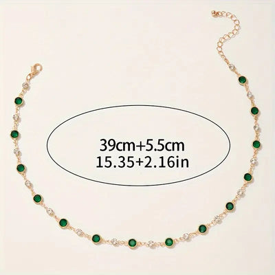 Collar con Colgante de Cristal Verde Esmeralda