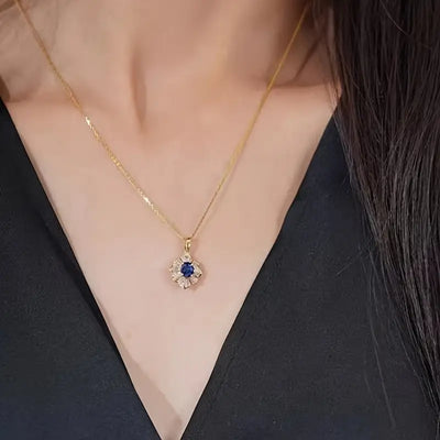 Collar de piedra de zafiro dorado