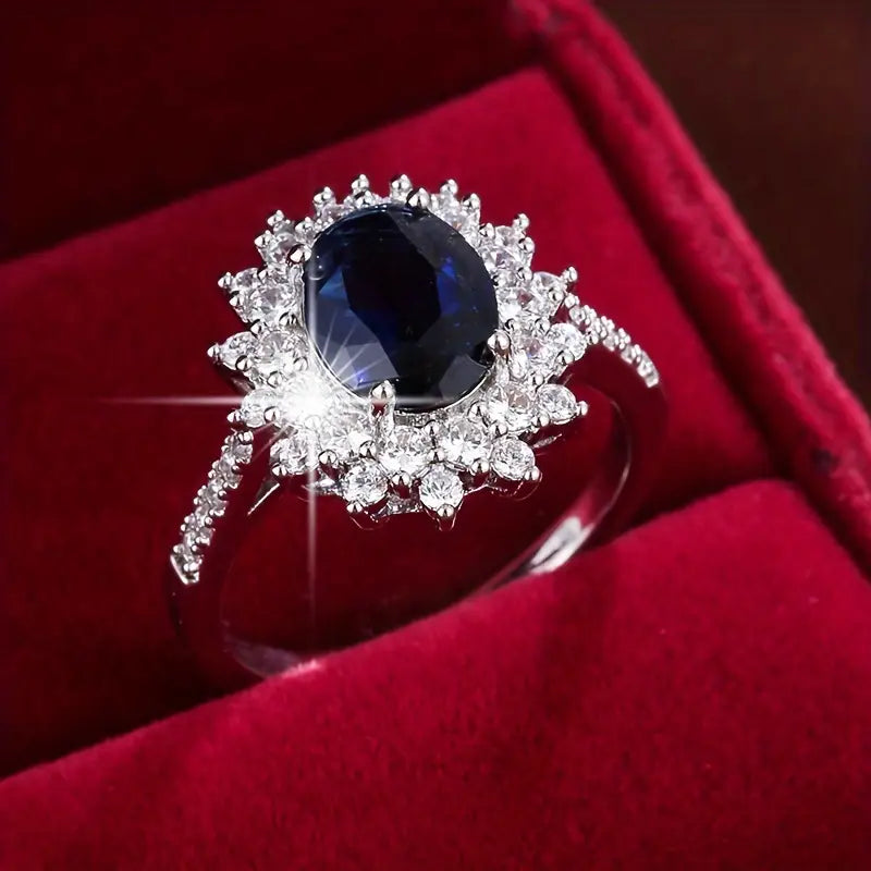 Anillo de Oro Zafiro Brillante
