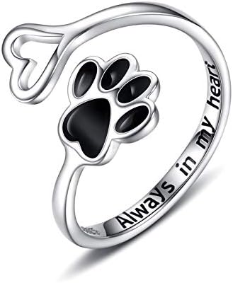 Anillo Artesanal de Patita y Corazón – Ajustable en Plata de Ley 925