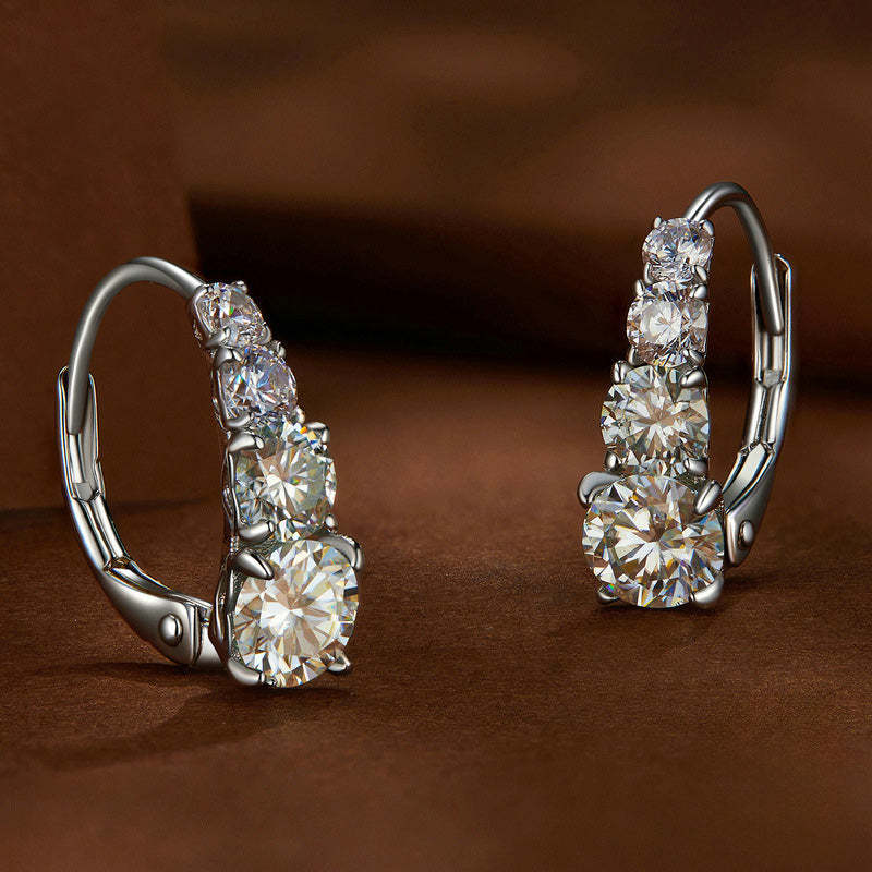 Pendientes de cuatro piedras Carol | Oro blanco
