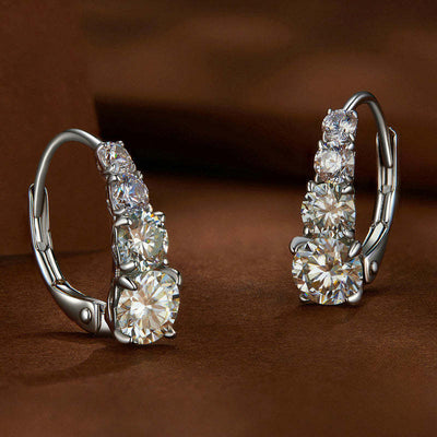 Pendientes de cuatro piedras Carol | Oro blanco