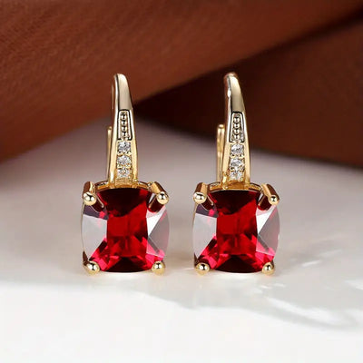 Pendientes de aro de piedra zafiro mística en oro