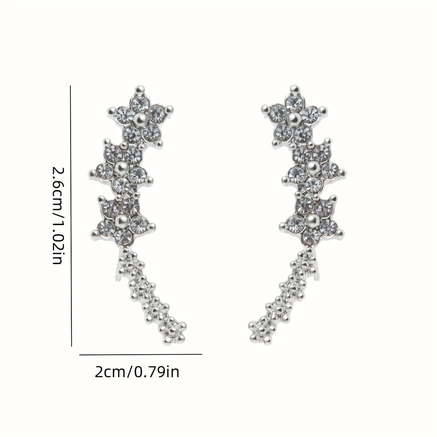 Pendientes de lujo con flores y rhinestones