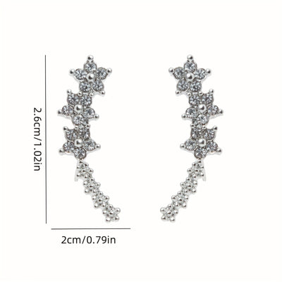 Pendientes de lujo con flores y rhinestones