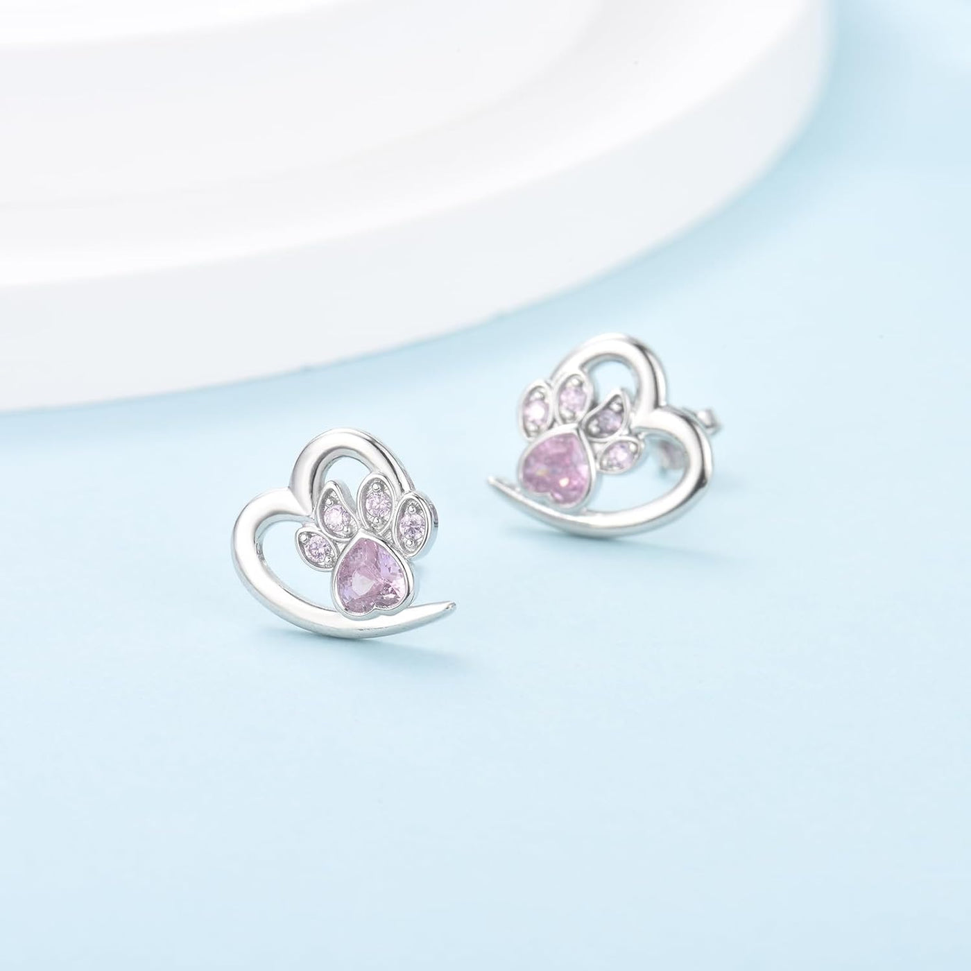 Pendientes de Patas y Corazón con Zirconia