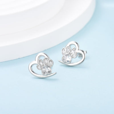 Pendientes de Patas y Corazón con Zirconia