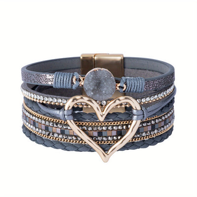 Pulsera de Cuero Múltiple Bohemia