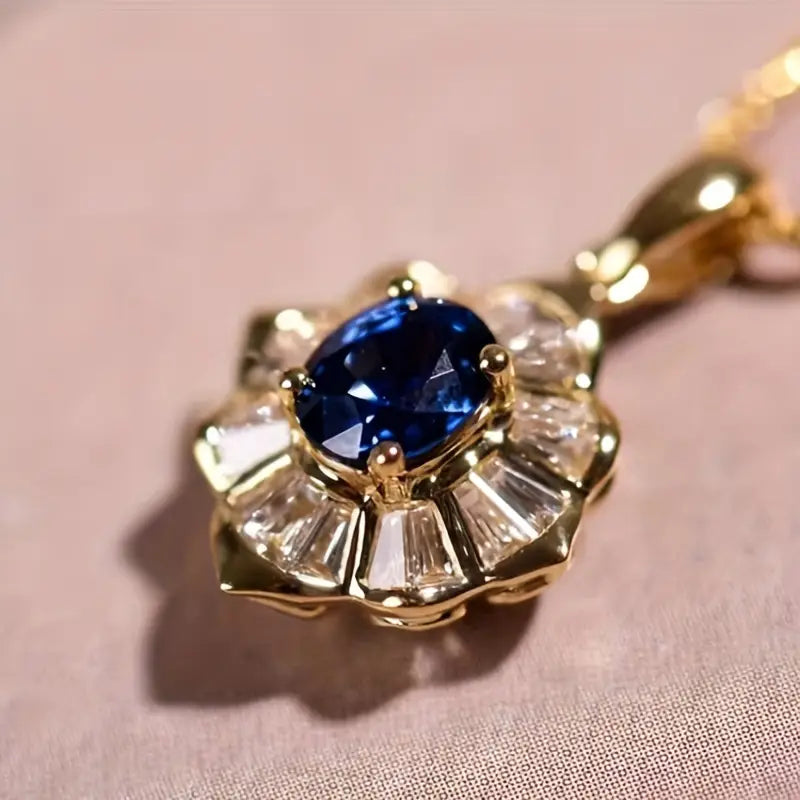 Collar de piedra de zafiro dorado