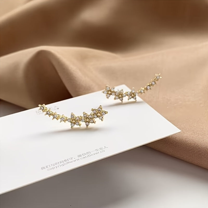Pendientes de lujo con flores y rhinestones