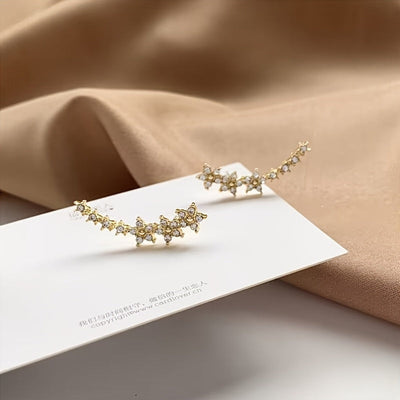 Pendientes de lujo con flores y rhinestones