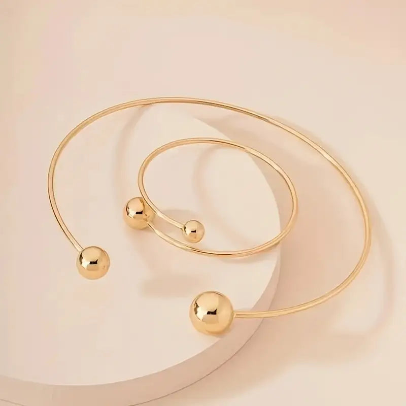 Juego de Collares y Pulseras Minimalistas Brillantes | Oro