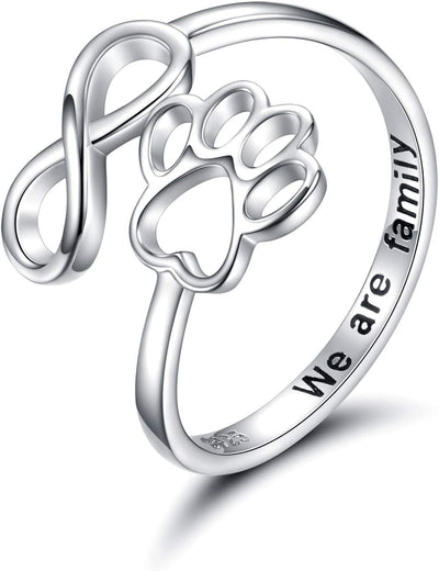 Anillo Artesanal de Patita y Corazón – Ajustable en Plata de Ley 925