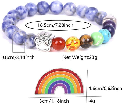 Pulsera Conmemorativa del Puente Arcoíris – Regalo de 7 Cuentas de Chakra por Pérdida de Mascota