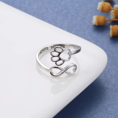 Anillo Artesanal de Patita y Corazón – Ajustable en Plata de Ley 925