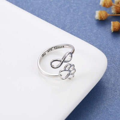 Anillo Artesanal de Patita y Corazón – Ajustable en Plata de Ley 925