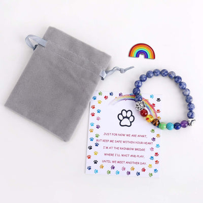 Pulsera Conmemorativa del Puente Arcoíris – Regalo de 7 Cuentas de Chakra por Pérdida de Mascota