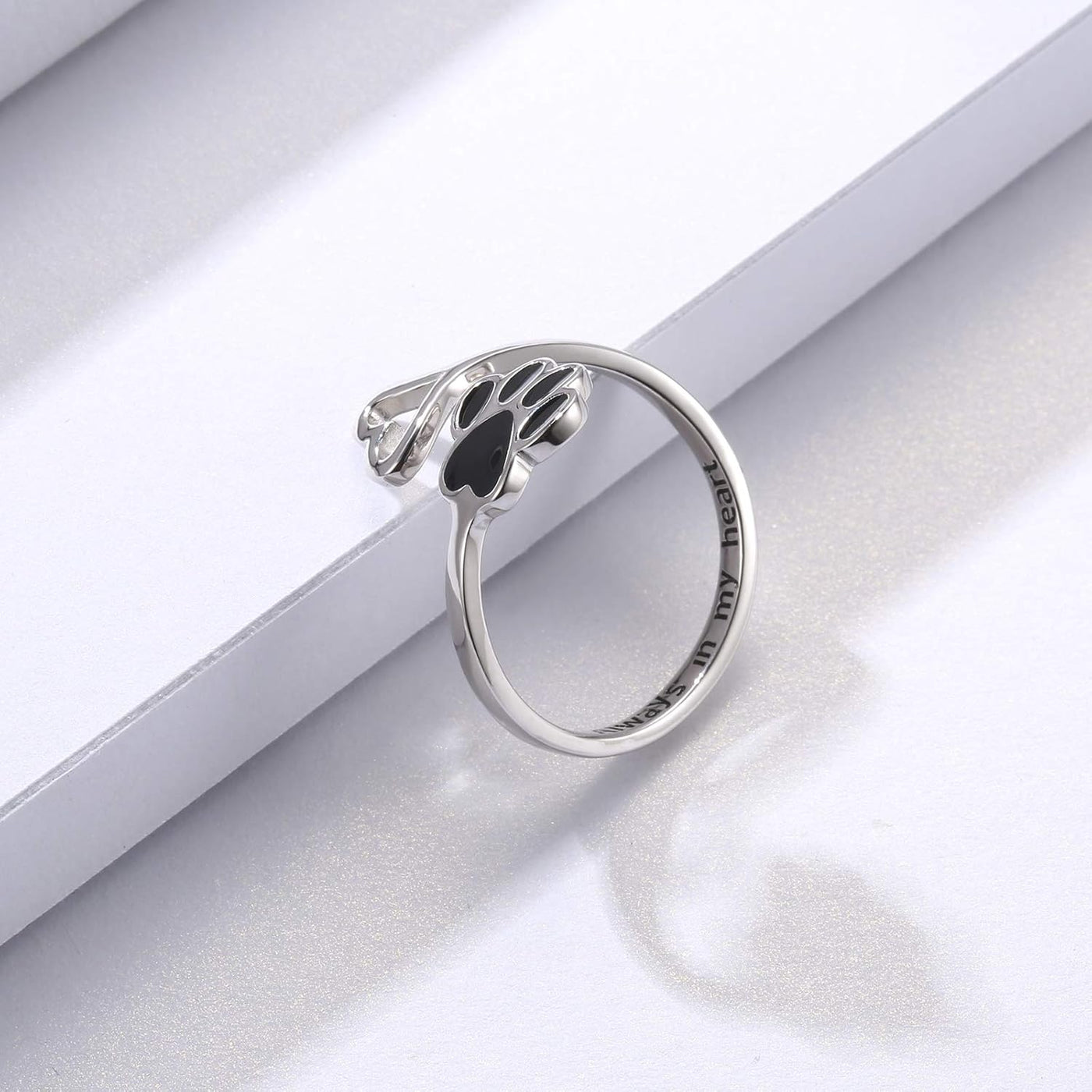 Anillo Artesanal de Patita y Corazón – Ajustable en Plata de Ley 925
