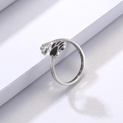 Anillo Artesanal de Patita y Corazón – Ajustable en Plata de Ley 925