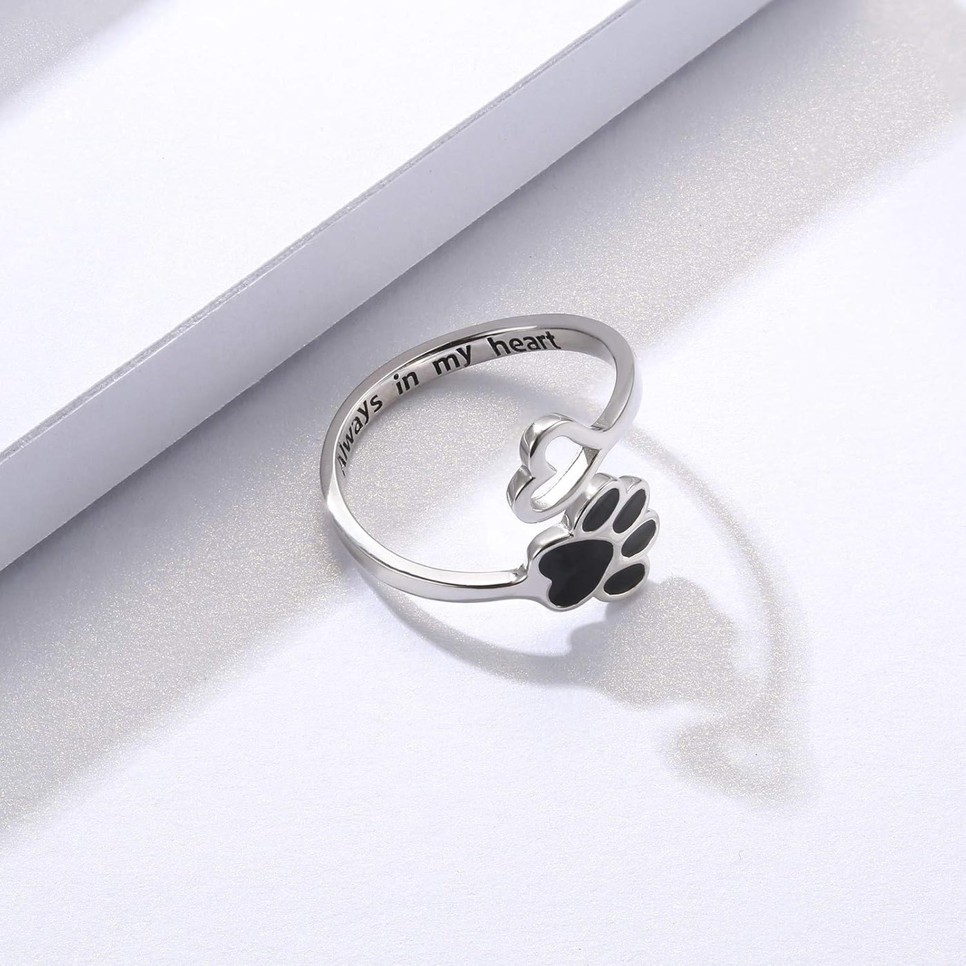 Anillo Artesanal de Patita y Corazón – Ajustable en Plata de Ley 925