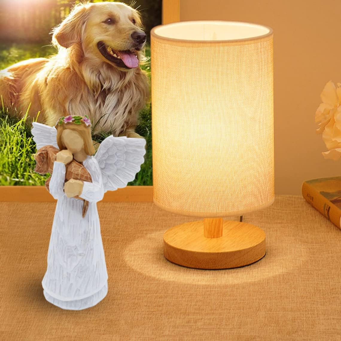 Set de Regalo en Memoria de Perro con Figurita de Ángel de la Amistad y Pulsera de Chakra del Puente Arcoíris