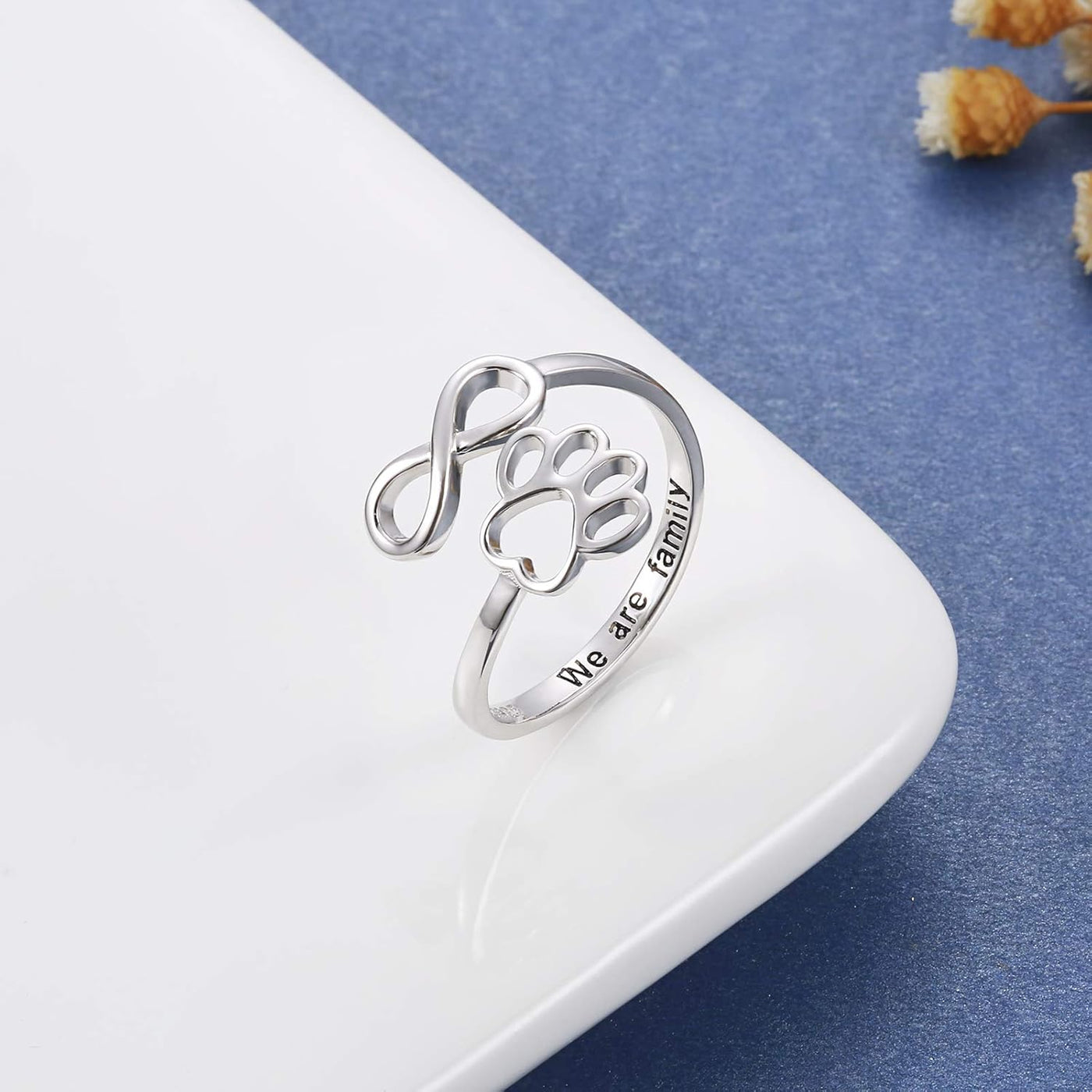 Anillo Artesanal de Patita y Corazón – Ajustable en Plata de Ley 925