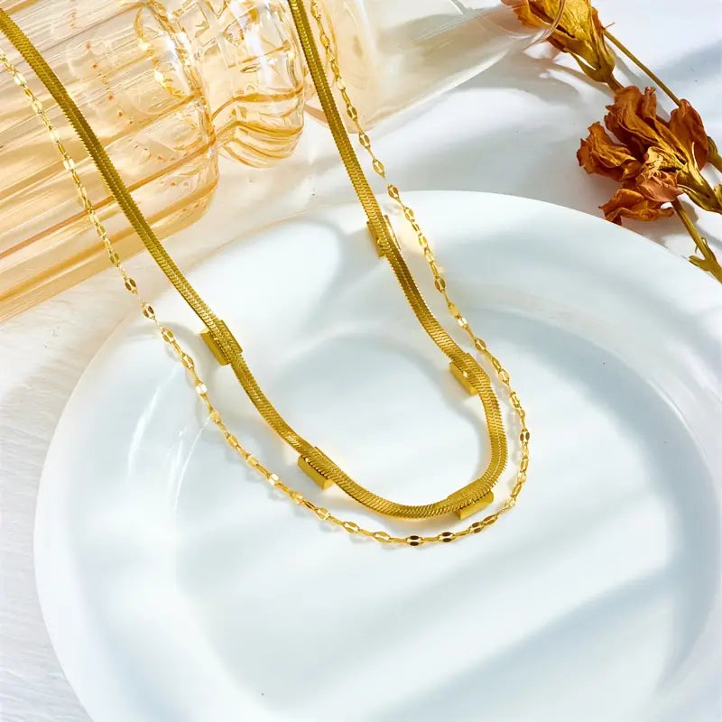 Collar Retro de Oro Doble Capa Sorella Gem