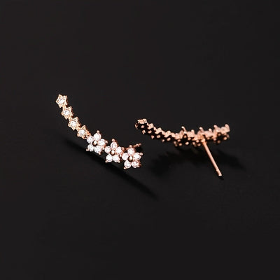 Pendientes de lujo con flores y rhinestones