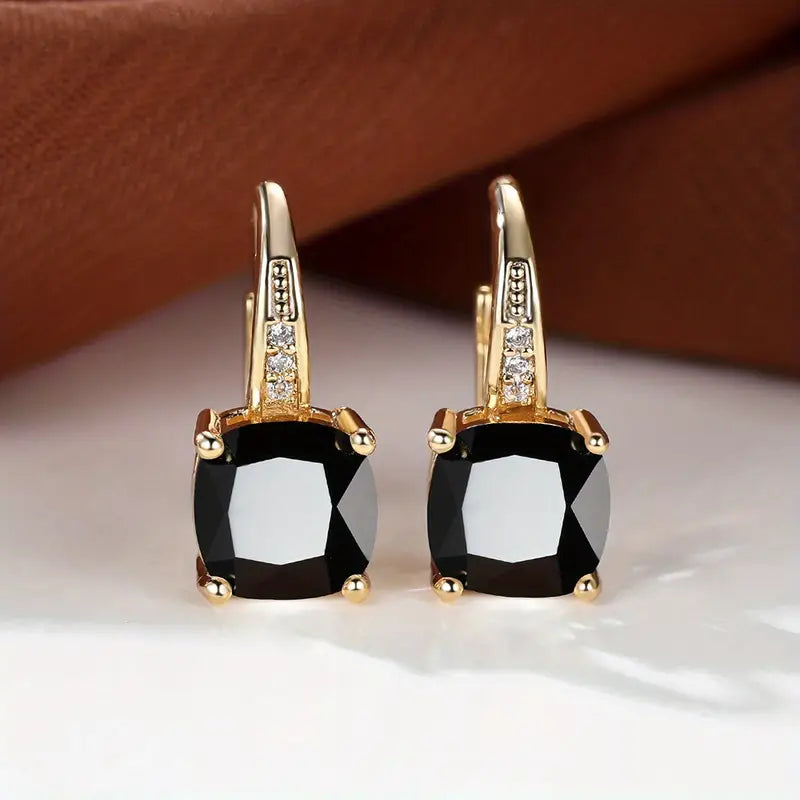 Pendientes de aro de piedra zafiro mística en oro