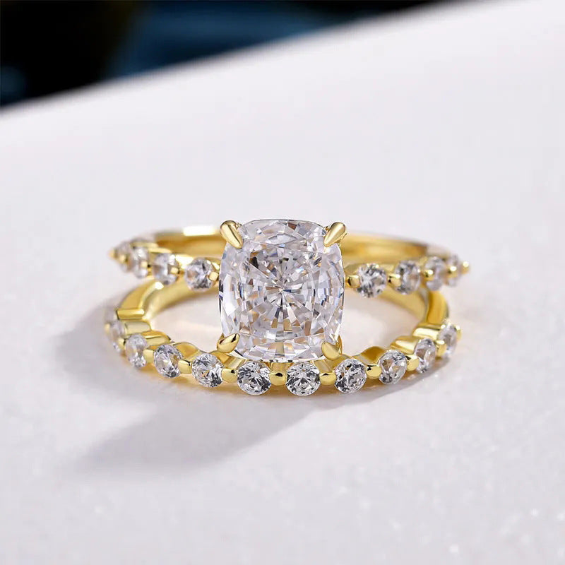 Set de Anillos de Almohada para Novia de 2 Piezas | Oro Blanco