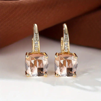 Pendientes de aro de piedra zafiro mística en oro