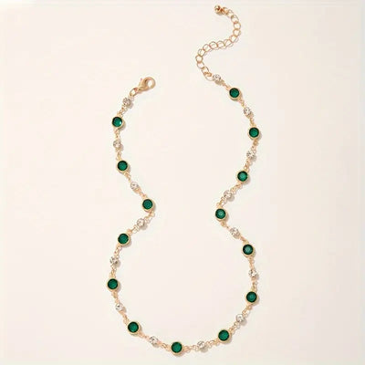 Collar con Colgante de Cristal Verde Esmeralda