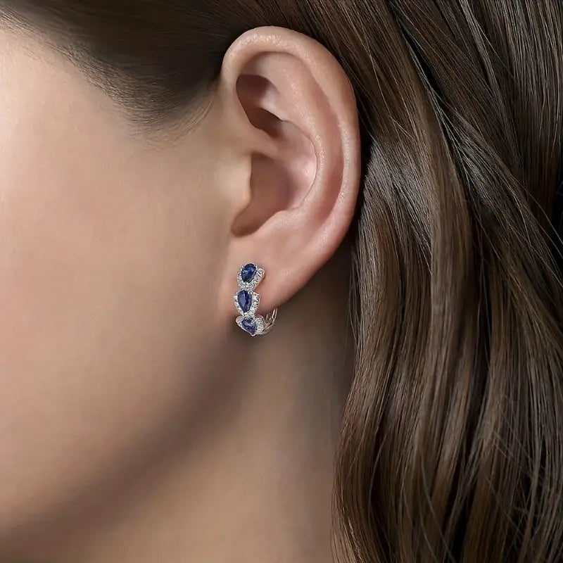 Pendientes de Zafiro Plateado