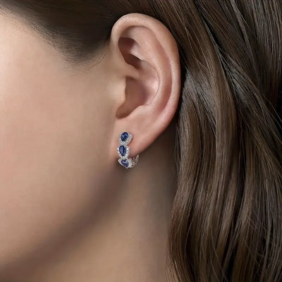 Pendientes de Zafiro Plateado